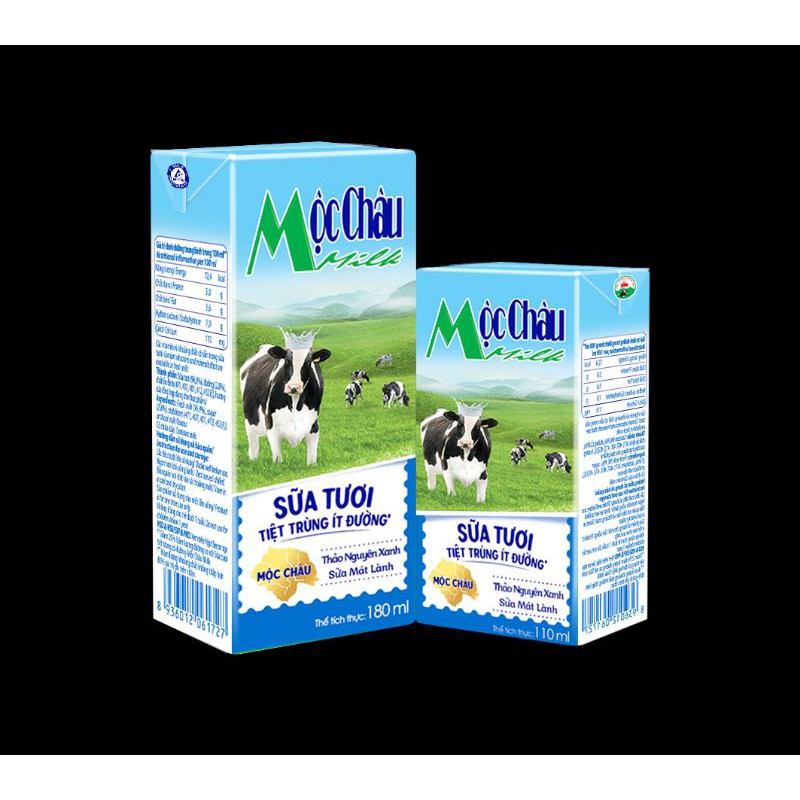 Sữa Tươi Mộc Châu ít đường 180ml( thùng 48h)
