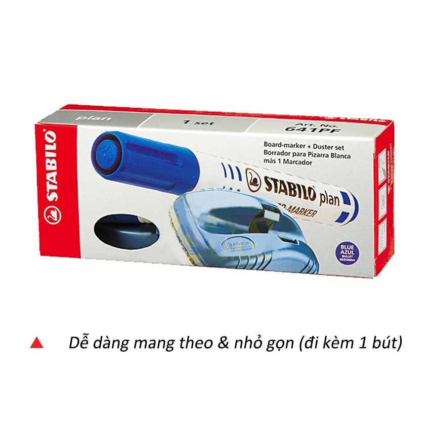 Bộ 1 bút viết bảng STABILO plan WHITEBOARD MARKER + Dụng cụ lau bảng nhỏ (WM641-1S)