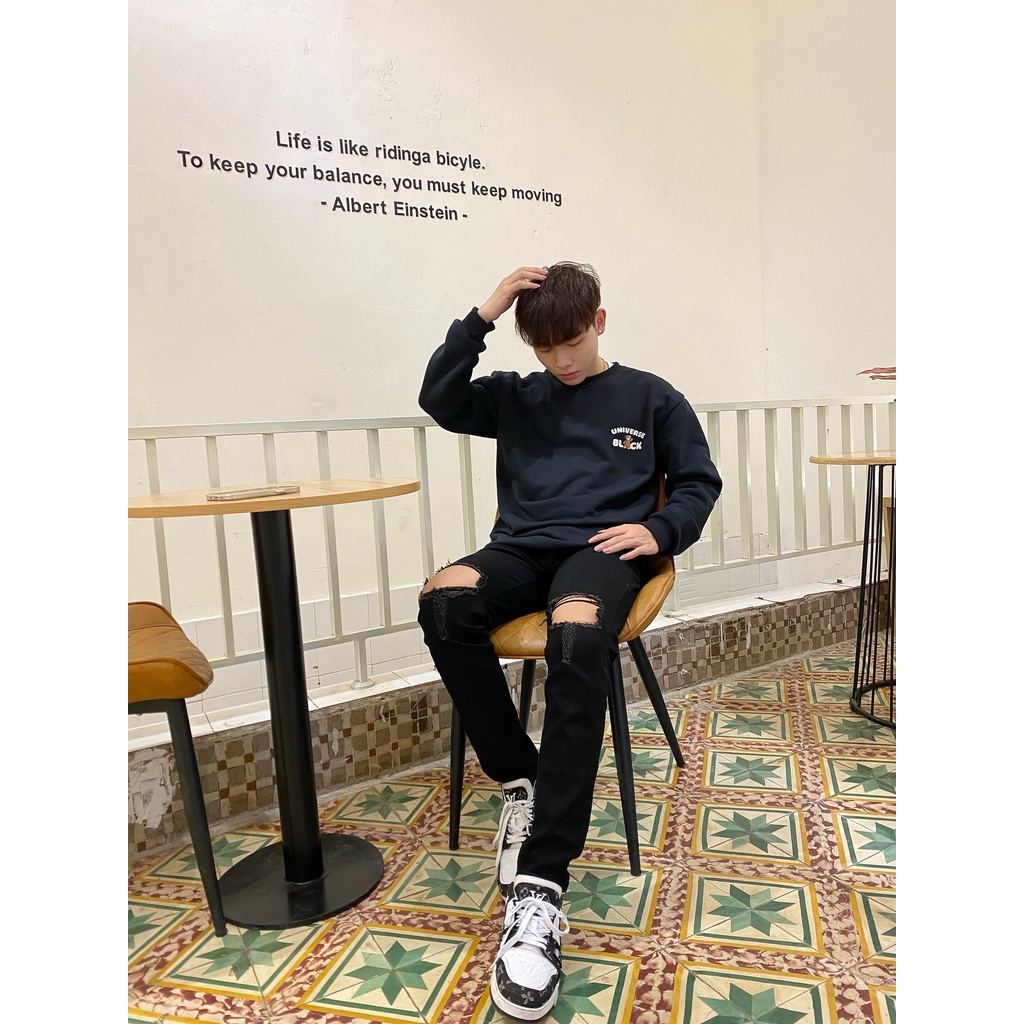 Áo sweater blavkuniverse hàng chính hãng chất liệu nỉ bông mền mịn