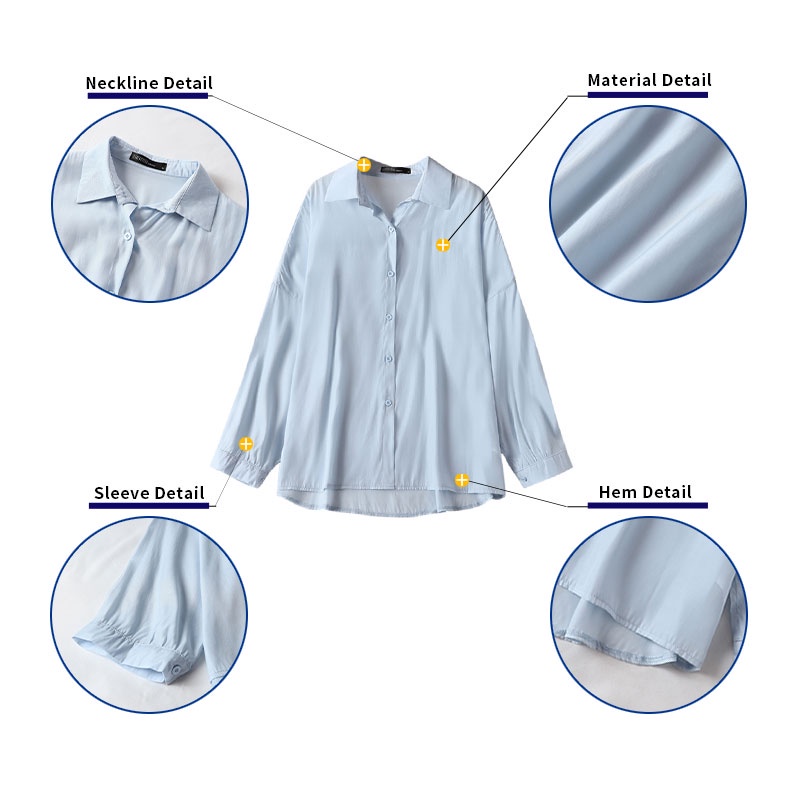 Áo kiểu ZANZEA tay dài cổ bẻ dáng rộng cá tính hợp thời trang công sở thường ngày cho nữ