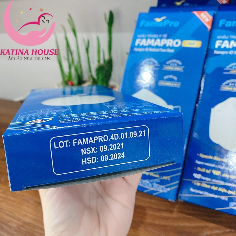 Khẩu trang y tế kháng khuẩn 4D cao cấp Famapro Nam Anh (hộp 10c), lọc bụi giúp bảo vệ gia đình bạn