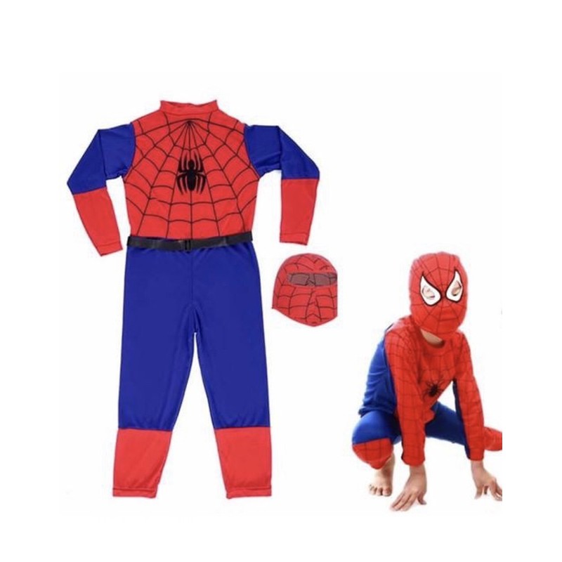Bộ đồ hoá trang siêu anh hùng người nhện Spider man kèm nón mặt nạ và dây nịch