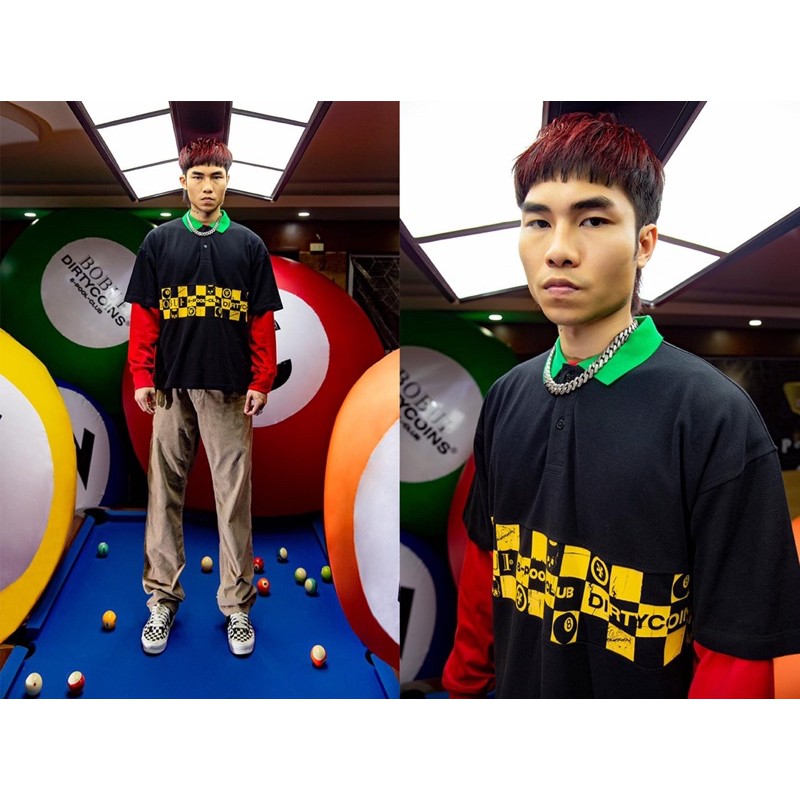 ÁO BXD - BOBUI X DIRTY COINS POLO SHIRT / Black