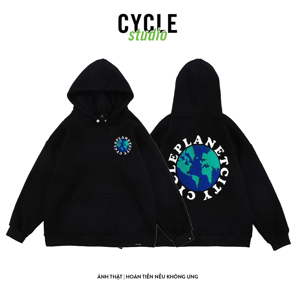 Áo hoodie nam nữ cao cấp form rộng unisex Planet Cycle Studio - áo hoodie nỉ in hình Local Brand