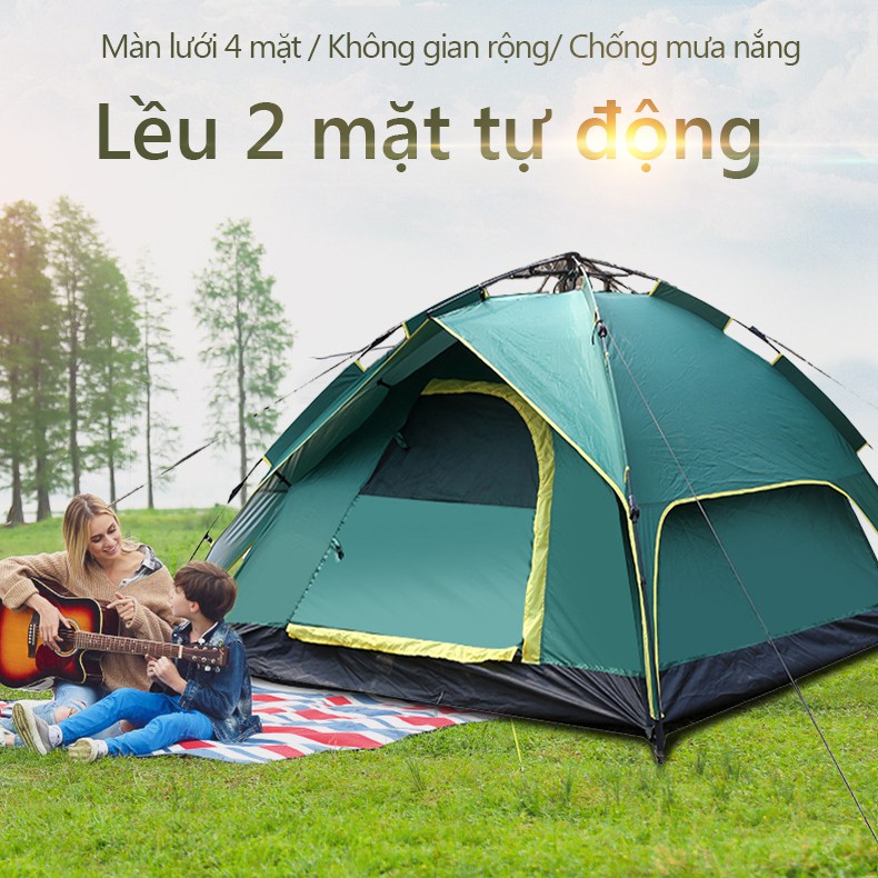 FU18BL Lều dã ngoại tự động giá đỡ thủy lực 3-4 người hai tầng hai lớp chống nắng  superbank908