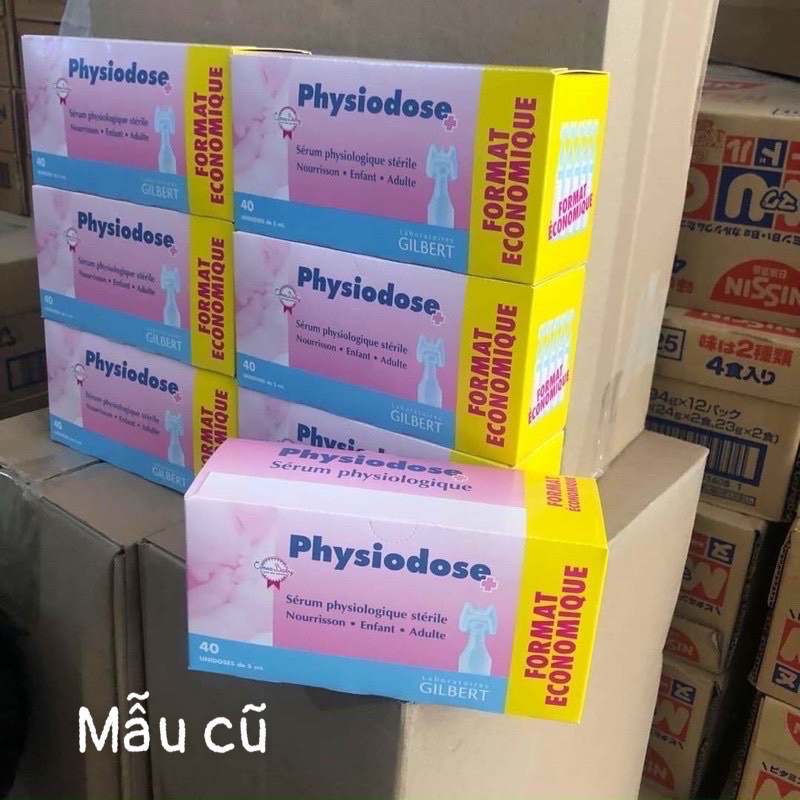 (Hà Nam/date mới)Nước muối Pháp Physiodose/ Gifrer (màu hồng-40tép) (mẫu cũ và mẫu mới)