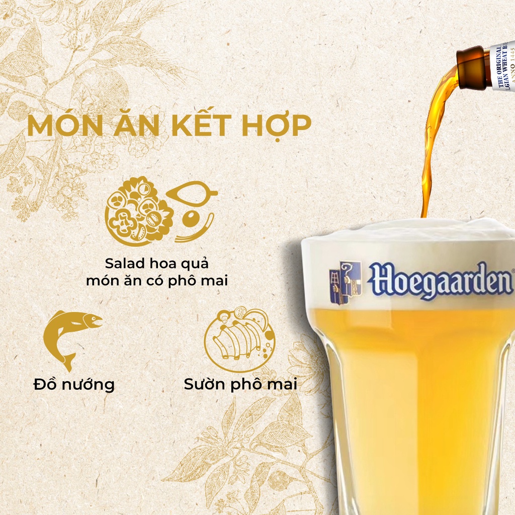 Lon Hoegaarden White Bỉ - Bia Lúa Mỳ Chính Hiệu (330ml/lon)