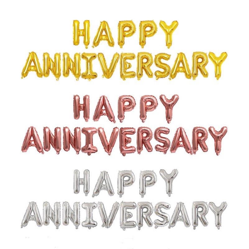 Bộ set bóng chữ happy anniversary các màu 16&quot; inch