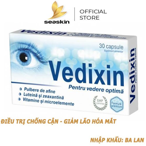 Viên uống bổ mắt VEDIXIN Nhập Ba Lan uống sáng mắt tăng cường thị lực khô mắt nhức mỏi mắt cận ngừa cận thị loạn thị