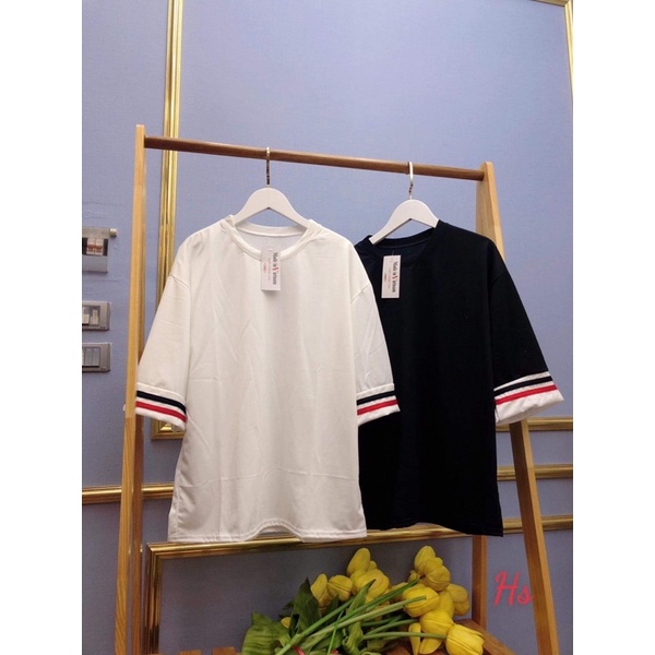 Áo phông cổ tròn tay viền đỏ HSU1