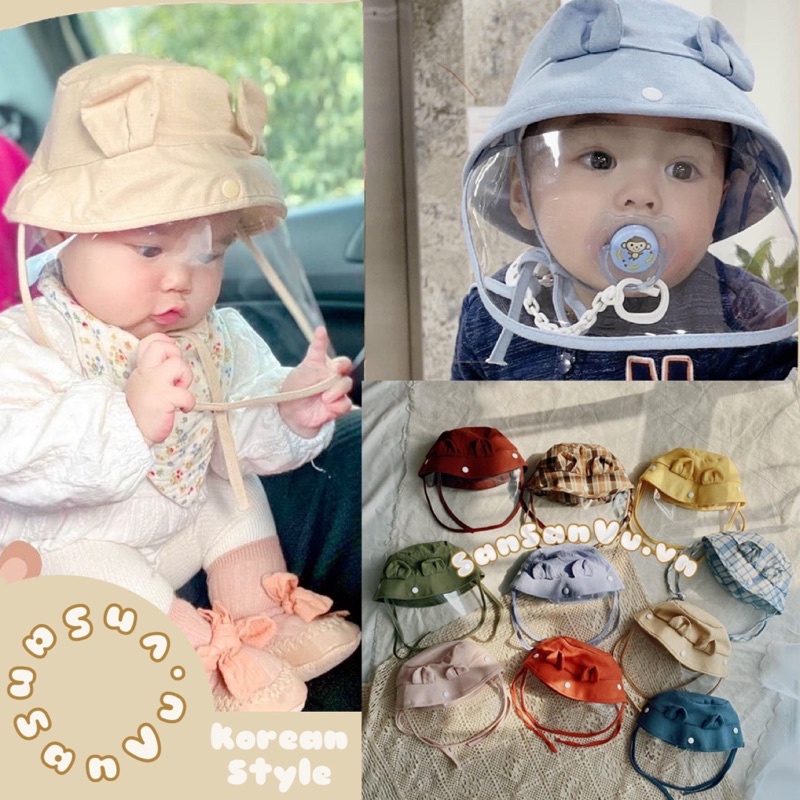 Mũ chống giọt bắn, chắn gió bụi cho bé hình tai gấu