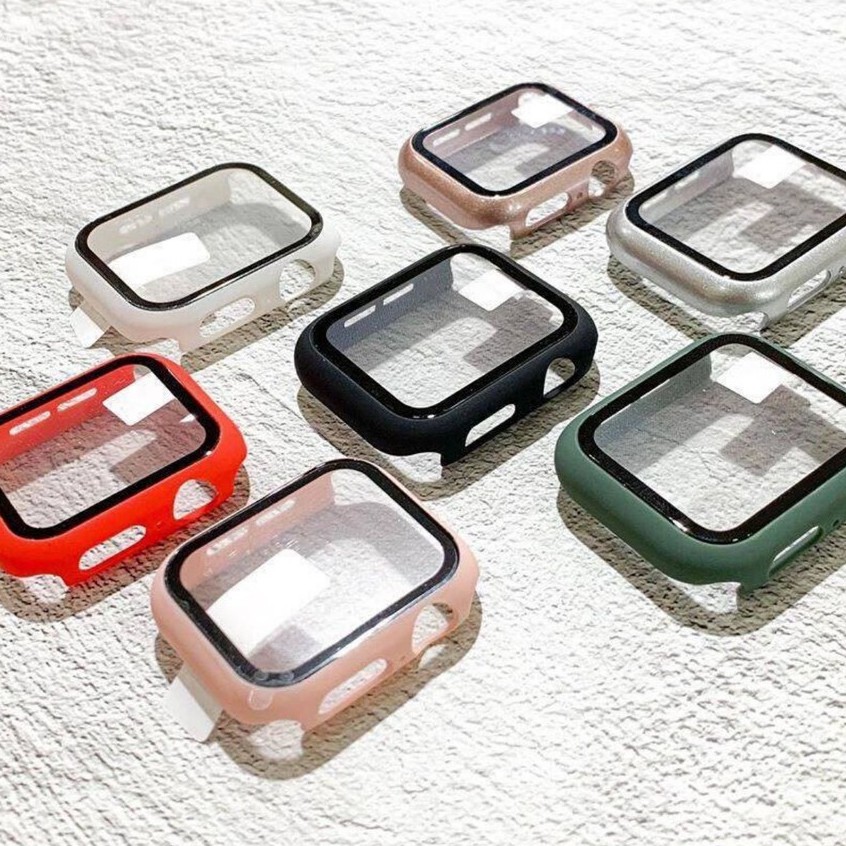 Case Apple Watch NHỰA Kèm Kính Cường Lực Dành Cho Series 1/ 2/ 3/ 4/ 5 Và Size 38mm 40mm 42mm 44mm