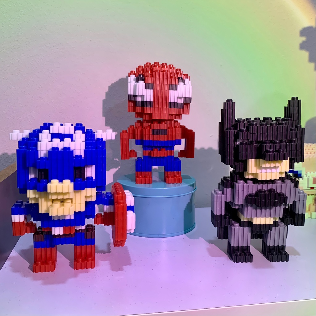 Mô Hình Lắp Ráp Lego Marvel Avengers Iron Man, Captanamerica, Spider Man, Batman Đồ Chơi Siêu Anh Hùng Cực Ngầu