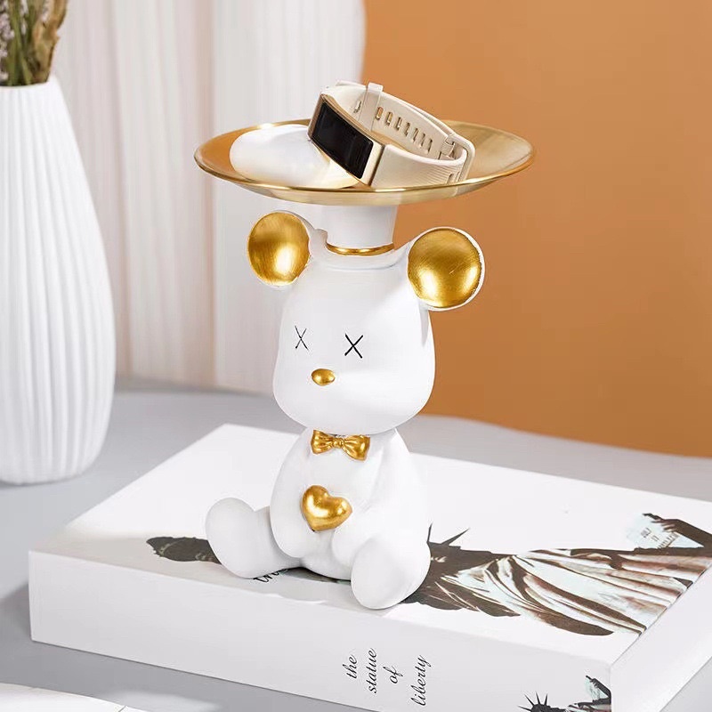 Khay Đựng Trang Sức/chìa khoá Hình Chú Gấu Dễ Thương Để Bàn Trang Trí Nhà Cửa - SHIN STORE