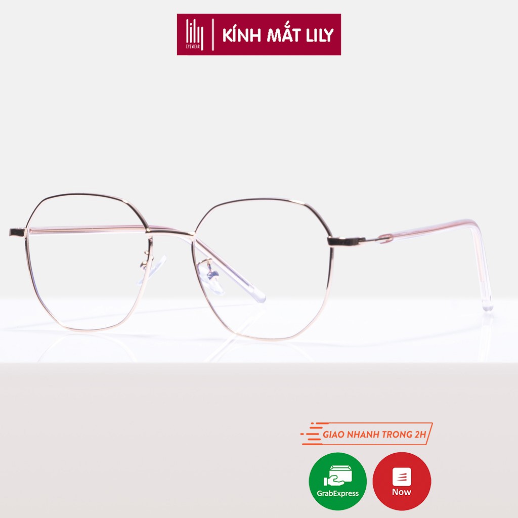 Gọng kính thời trang nam nữ LILYEYEWEAR mắt vuông kim loại thanh mảnh giả cận 1017