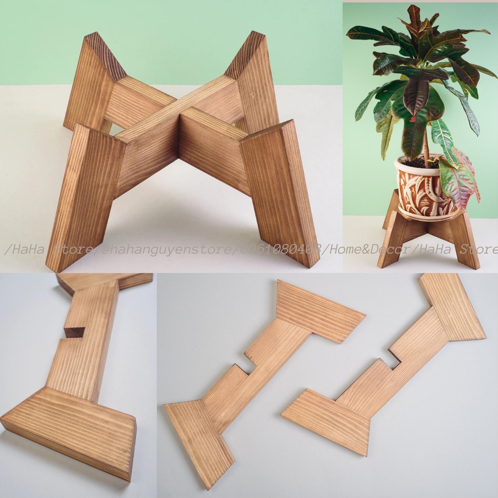 Kệ gỗ để cây cảnh/ Chân gỗ Decor chậu cây CCG09