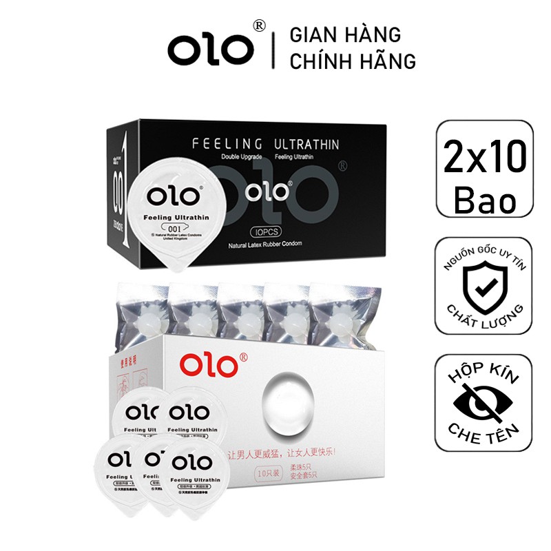 BCS Combo Bao Cao Su Bi và Bao Cao Su Siêu Mỏng OLO 001 Feeling 2 hộp bcs