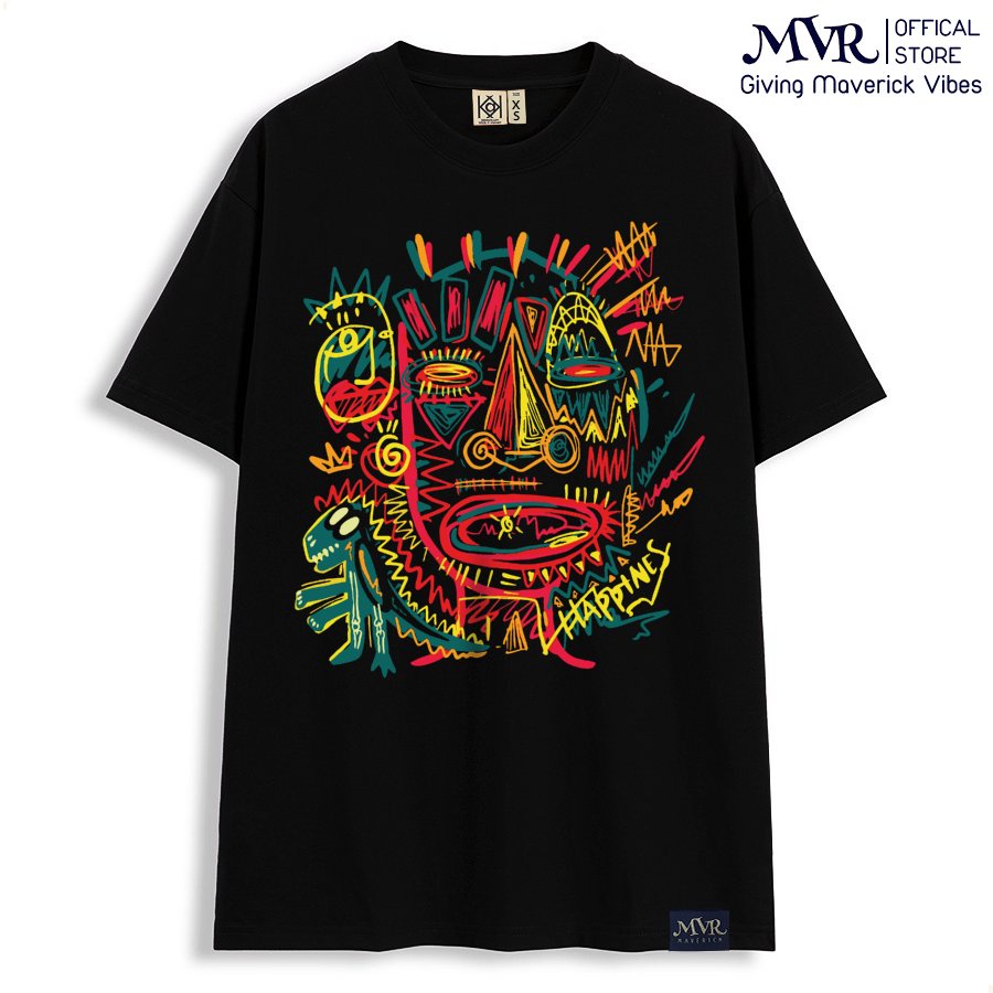 Áo phông thun Cotton phom rộng hình trừu tượng art màu sắc MVR size rộng tee Mỹ BB4159