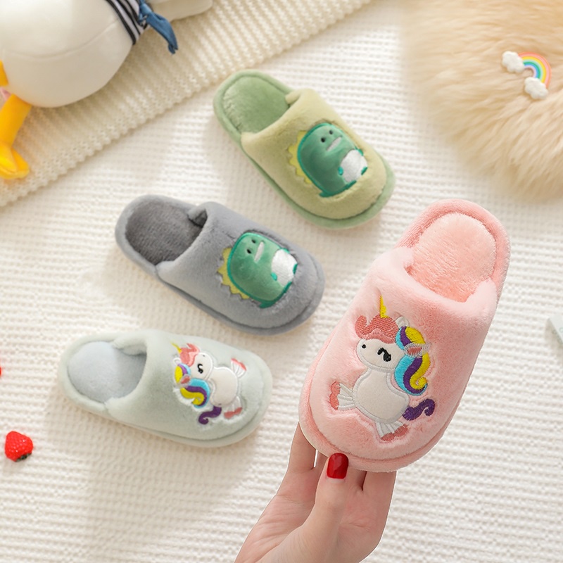 AYUER Dép cotton đi trong nhà chống trượt họa tiết hoạt hình dễ thương cho bé