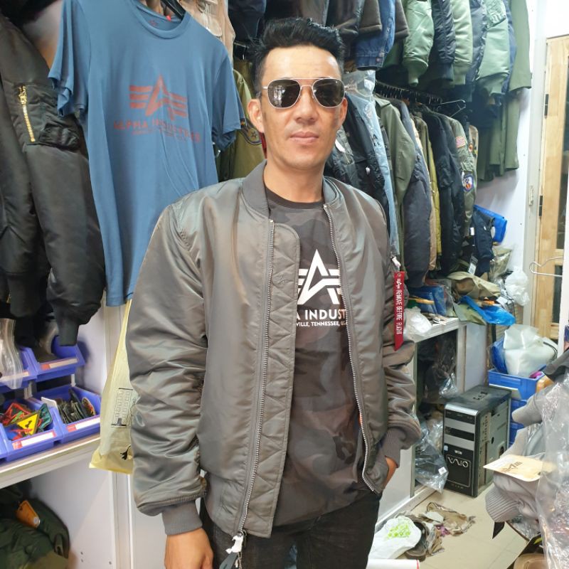 Áo khoác Phi Công Nam Pilot Alpha Industries Màu Khói Thuốc Súng Gun Metal USA