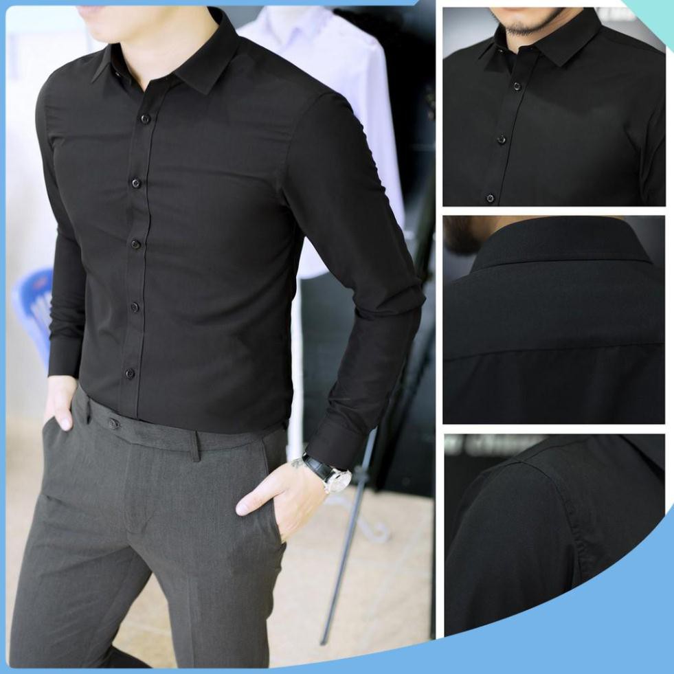 Áo sơ mi  - Áo sơ mi lụa cao cấp - Vải lụa mềm mịn, mặc cực mát, không nhăn, dáng slim Hàn Quốc trẻ đẹp | BigBuy360 - bigbuy360.vn