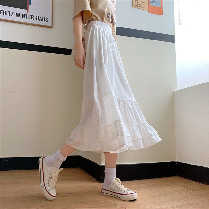 [ORDER] ảnh thật chân váy công chúa xòe dáng dài đuôi xếp tầng kiểu boho (Quảng Châu loại 1)