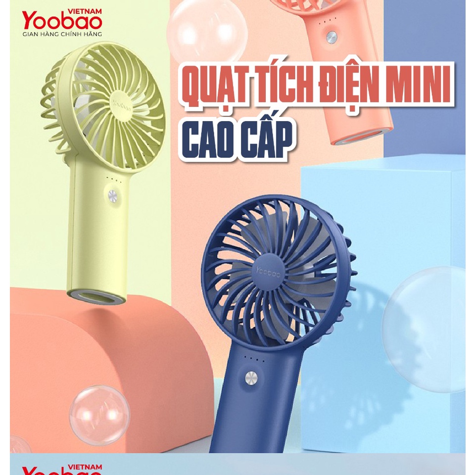 Quạt Sạc Tích Điện Mini Cầm Tay Có Thể Đặt Bàn Yoobao F3 3000Mah có Thể Chạy 15 Giờ Liên Tục
