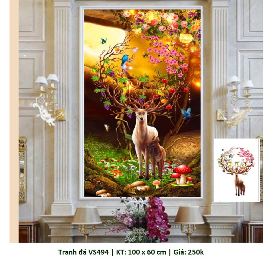 Tranh đính đá cảnh đẹp trong rừng VS494(100 x 60 cm)