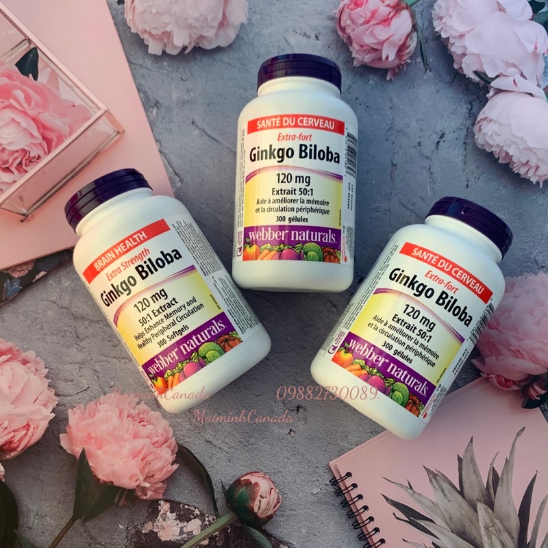 Viên uống bổ não Ginkgo Biloba 120mg Webber Naturals Date 3/2027