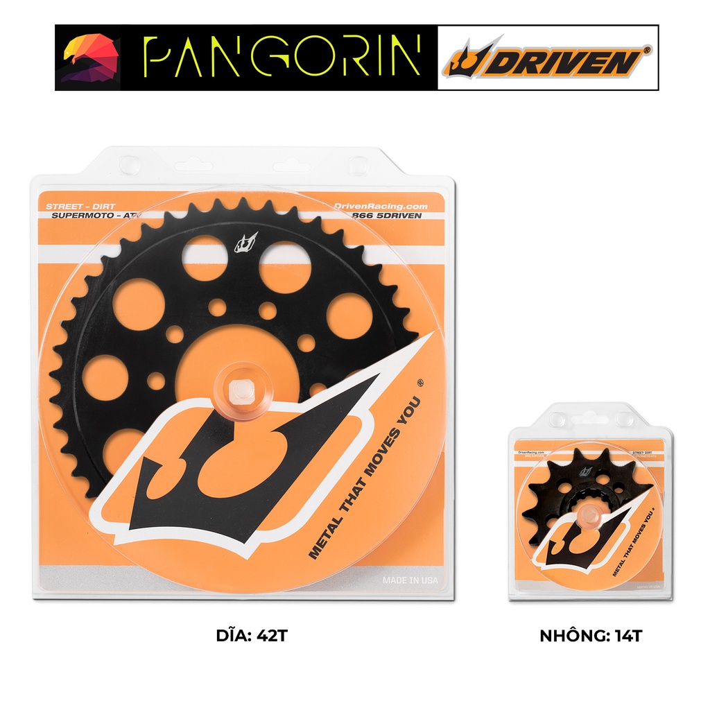 Driven Racing - Nhông dĩa cho xe phân khối lớn mô tô Kawasaki KLX-250 chất liệu nhôm, màu sắc đen