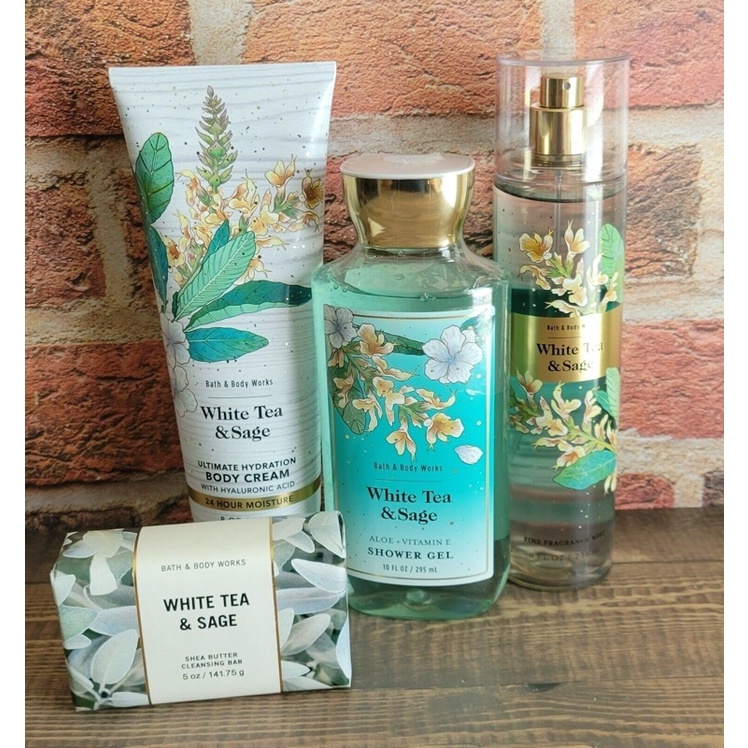 Sản phẩm tắm dưỡng xịt thơm lưu hương toàn thân Bath and Body works-White Tea & Sage