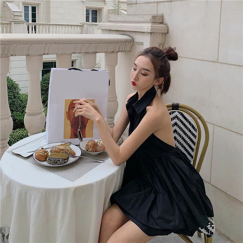 Đầm ngắn chữ A ôm eo màu trắng gợi cảm thời trang mùa hè 2020 cho nữ