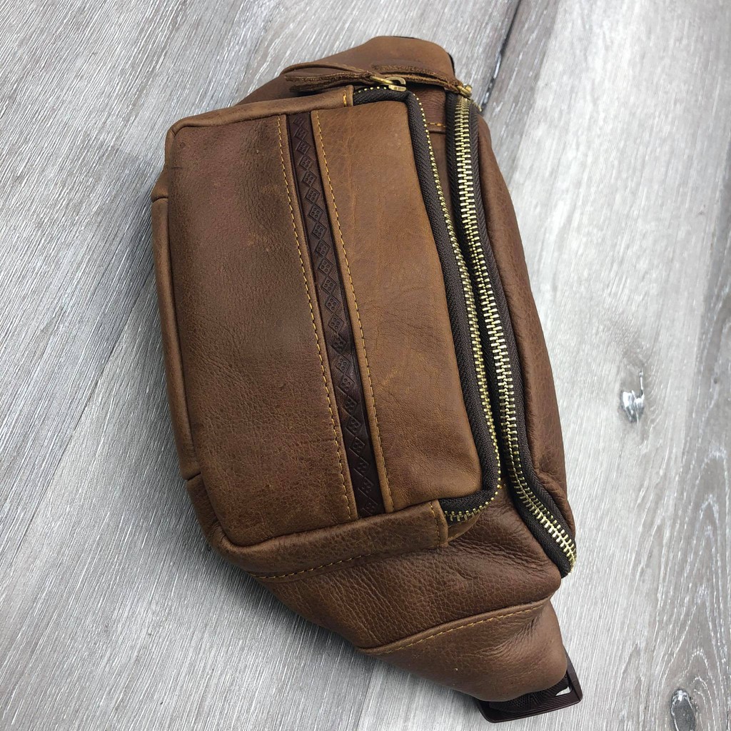 Túi bao tử, túi đeo chéo thời trang da bò thật 6 màu sắc 2020