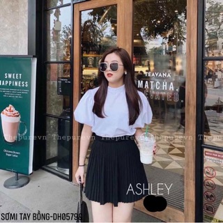 Áo sơmi thô tay bồng cổ cao - DH