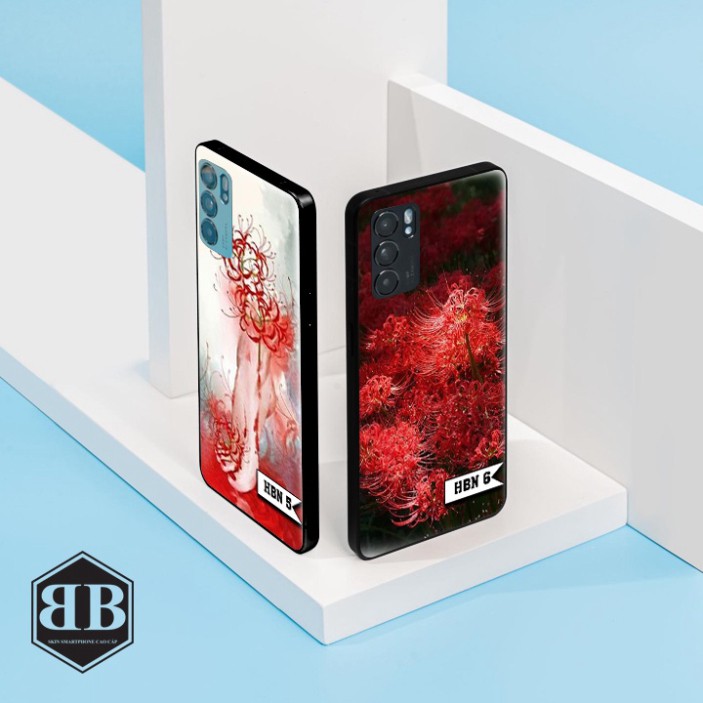 Ốp lưng kính cường lực Oppo Reno 6 5G hoa bỉ ngạn