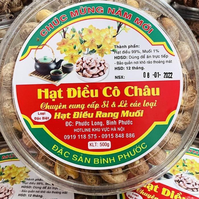 Hạt Điều Rang Muối cao cấp Cô Châu - Vỏ lụa hộp 500gr (Linahanhlam)