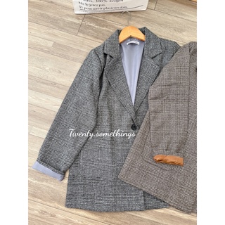 Áo Blazer Kẻ 2 Lớp 1 Cúc (ảnh thật/sẵn/video)
