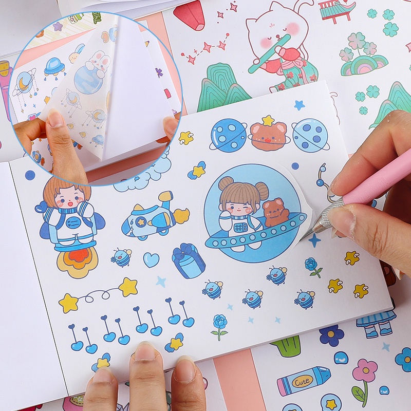 Bộ 50 Tờ Sticker Họa Tiết Hoạt Hình Dễ Thương Trang Trí Nhật Ký
