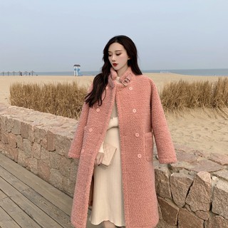 Áo khoác len lông cừu cổ tàu
