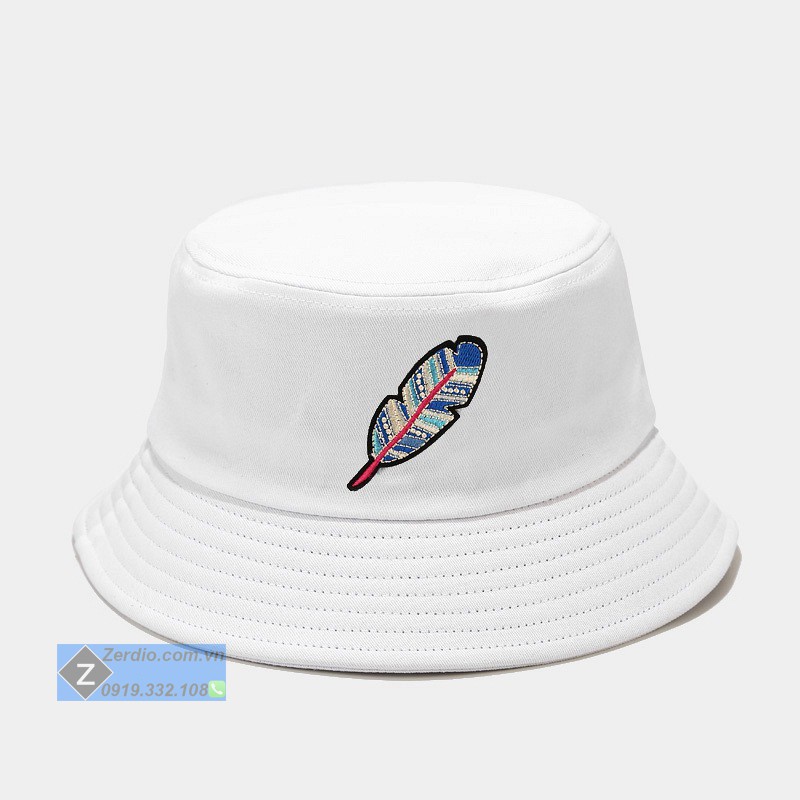 Nón bucket rộng vành thêu họa tiết nổi, cotton cao cấp cho cả nam và nữ