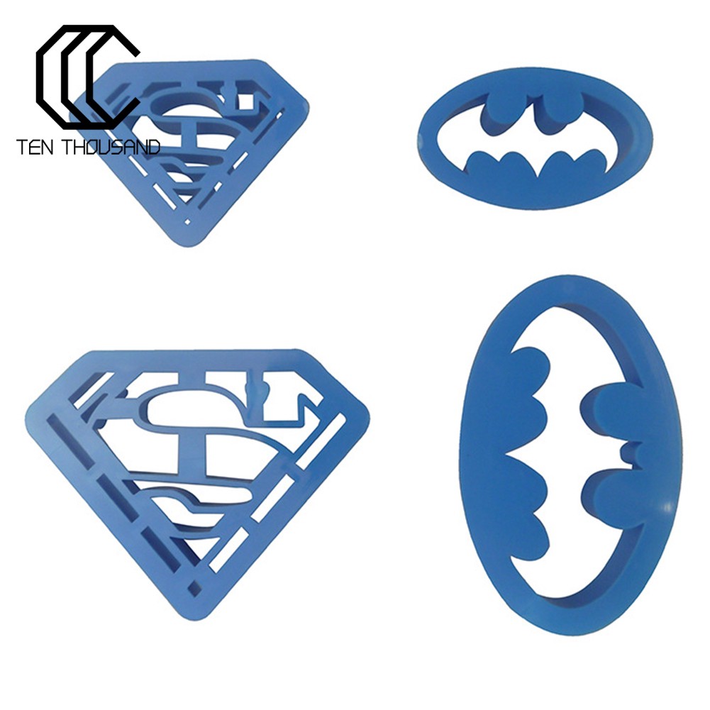 Set 4 khuôn cắt bánh quy tạo hình phong cách Batman Superman độc đáo