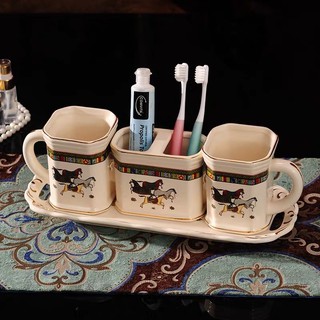 bộ cốc đánh răng gốm sứ hình ngựa