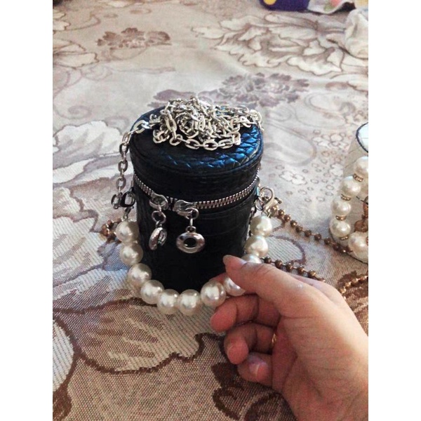 Túi sách, túi trụ da sần nhỏ xinh