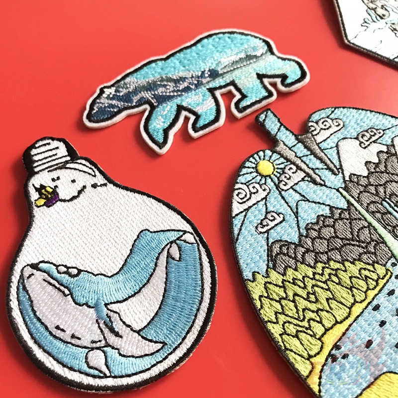 ☸ Ins - Blue Ocean : Bear / Whale / Lung Iron-on Patch ☸ 1Pc/4Pcs DIY Sew on Iron on Badges Patches