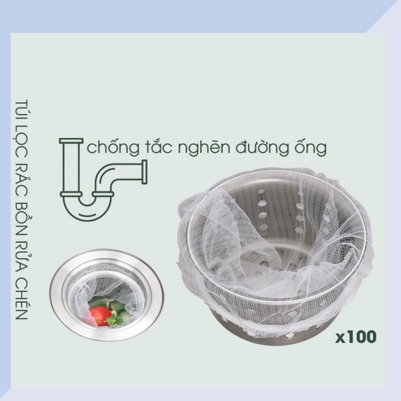 Combo 100 túi lọc rác bồn rửa chén, bát siêu tiện dụng☘️
