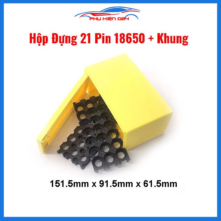 Hộp đựng 21 pin 18650 dự phòng kèm khung cố định pin 3x7cell