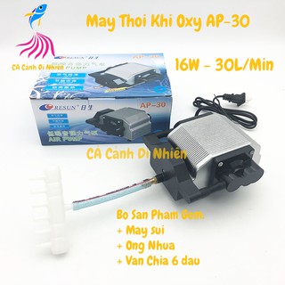 Máy sục sủi bơm khí oxy RESUN AP30 AP-30 vỏ nhôm 16W ít ồn cho hồ cá