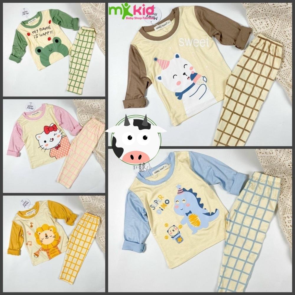 Bộ Thun Lạnh Dài Tay Cho Bé 💖 Bộ Thu Đông Dài Tay Minky Mom Cho Bé Trai Bé Gái Với Các Hình Thú Siêu Kute