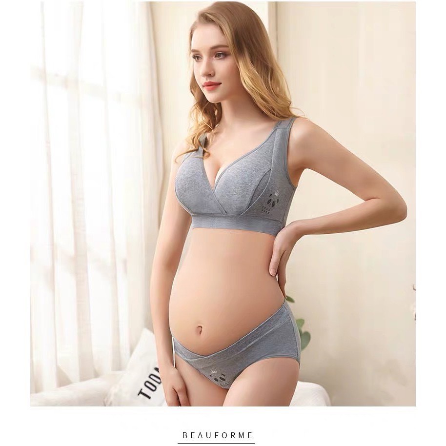 SET ĐỒ LÓT HỌA TIẾT GẤU chất cotton mặc bầu và sau sinh chuẩn đẹp
