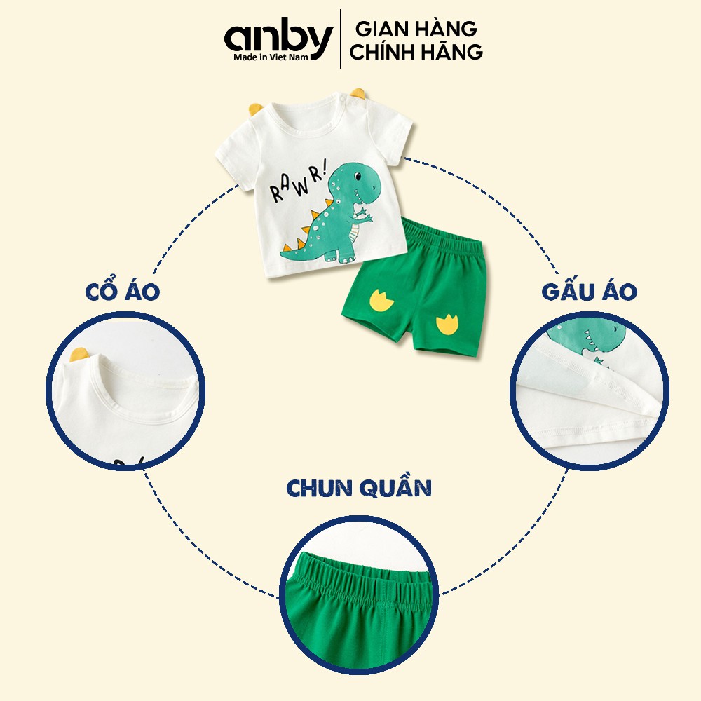 [MADE IN VIETNAM] Quần áo trẻ em ANBY cho bé từ 1 đến 5 tuổi cộc tay thun lạnh Hàn Quốc hình con vật xinh xắn